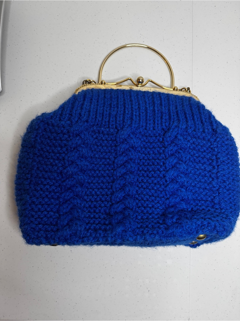 Royal Blue Knit purse Chain-Handle Women's Shoulder Bag